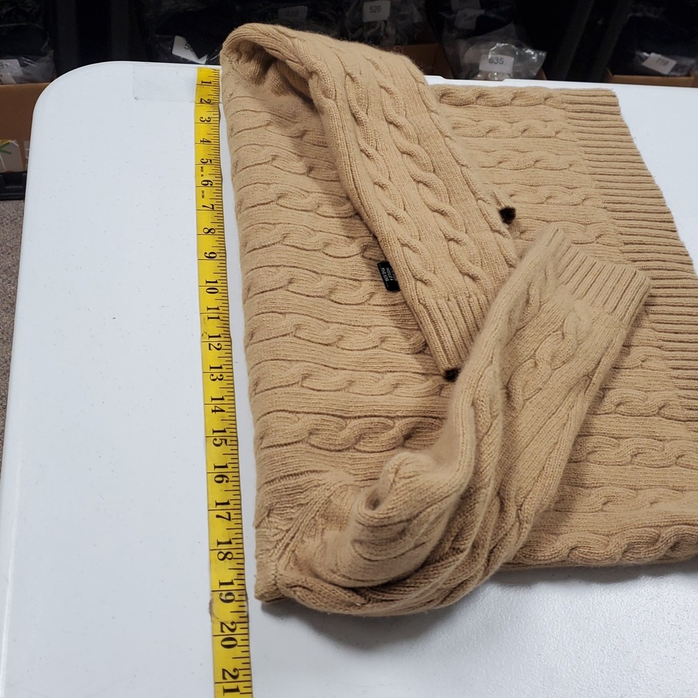 Lauren Ralph Lauren Womens Cableknit Sweater L Tan Cashmere Wool Blend Pullover - Picture 6 of 9